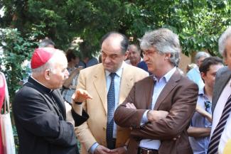 L'arcivescovo Andrea Bruno Mazzocato con l'Assessore Roberto Molinaro e l'on. Renzo Tondo