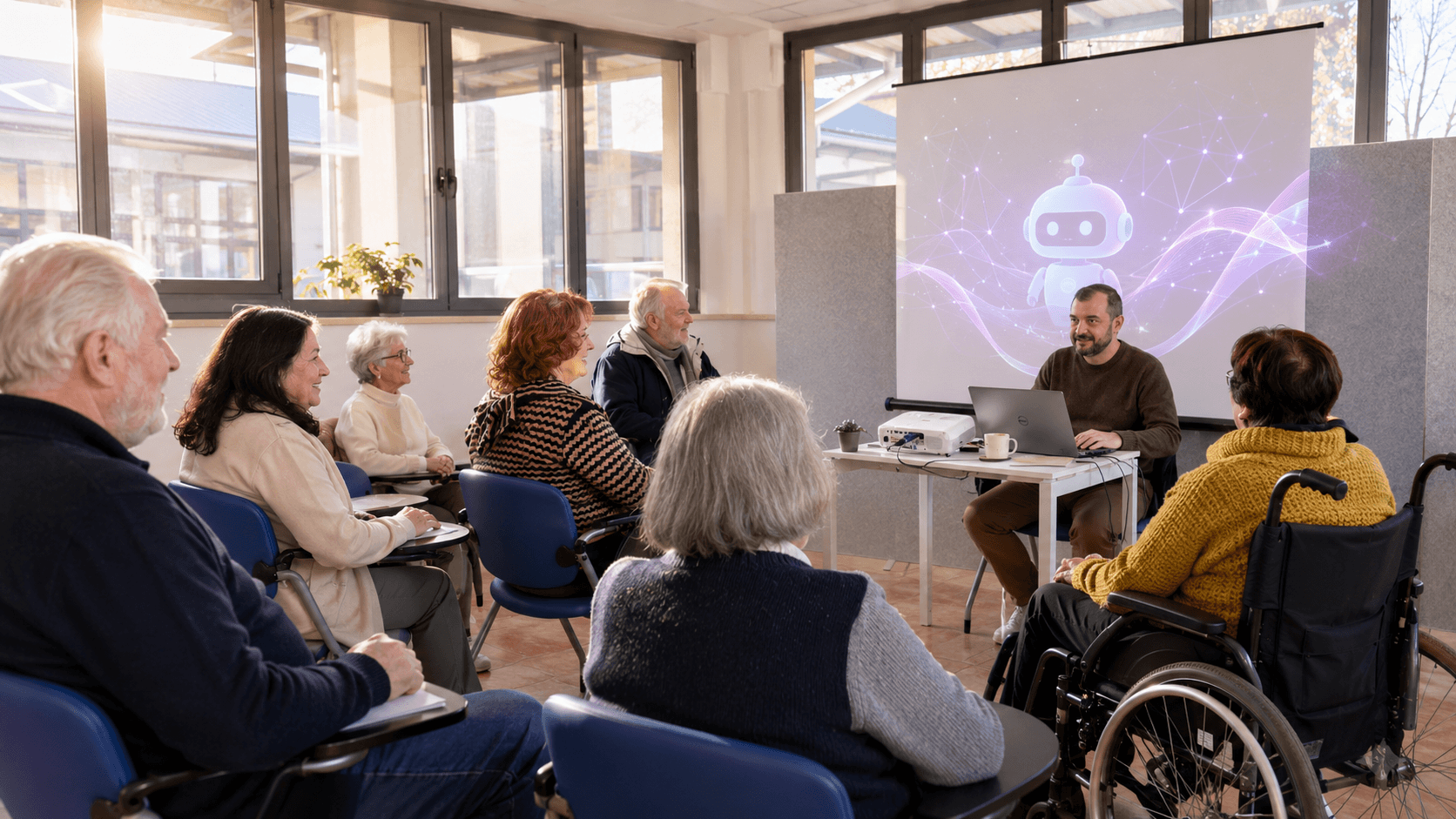 Massimo Mocilnik introduce i concetti di intelligenza artificiale generativa ai partecipanti del corso IDA, Comunità Piergiorgio Udine