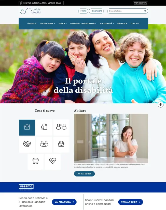Home Page del portale della disabilità del FVG