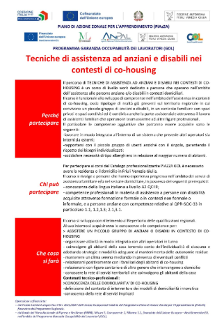 Scarica la scheda del corso Tecniche di assistenza ad anziani e disabili nei contesti di co-housing