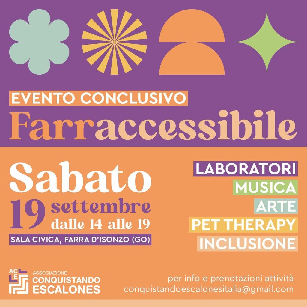 Locandina dell’evento conclusivo Far(r)Accessibile del 19 settembre 2026 a Farra d’Isonzo.