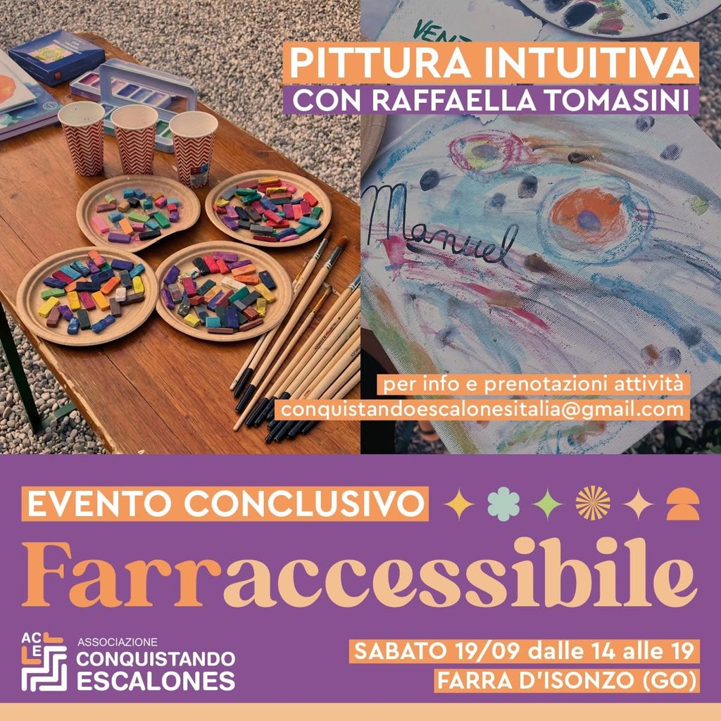 Materiali e colori per il laboratorio di pittura intuitiva con Raffaella Tomasini.
